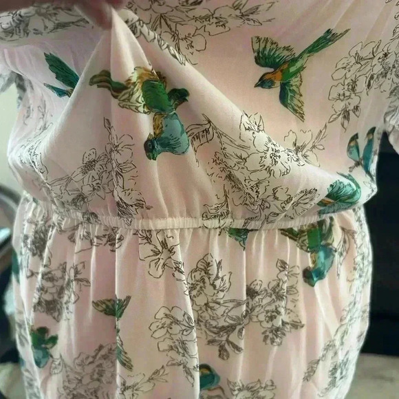 Traffic People Floral Bird Print Pale Pink Dress - Picture 9 of 11